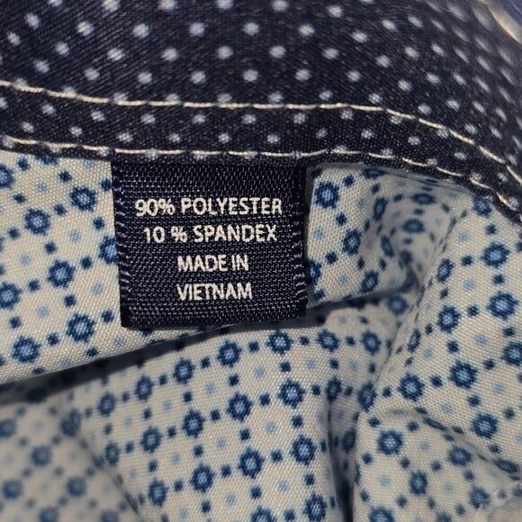 Society Of Threads No Iron Slim Fit Blue Patterned Shirt Mens Size M - Picture 12 of 13
